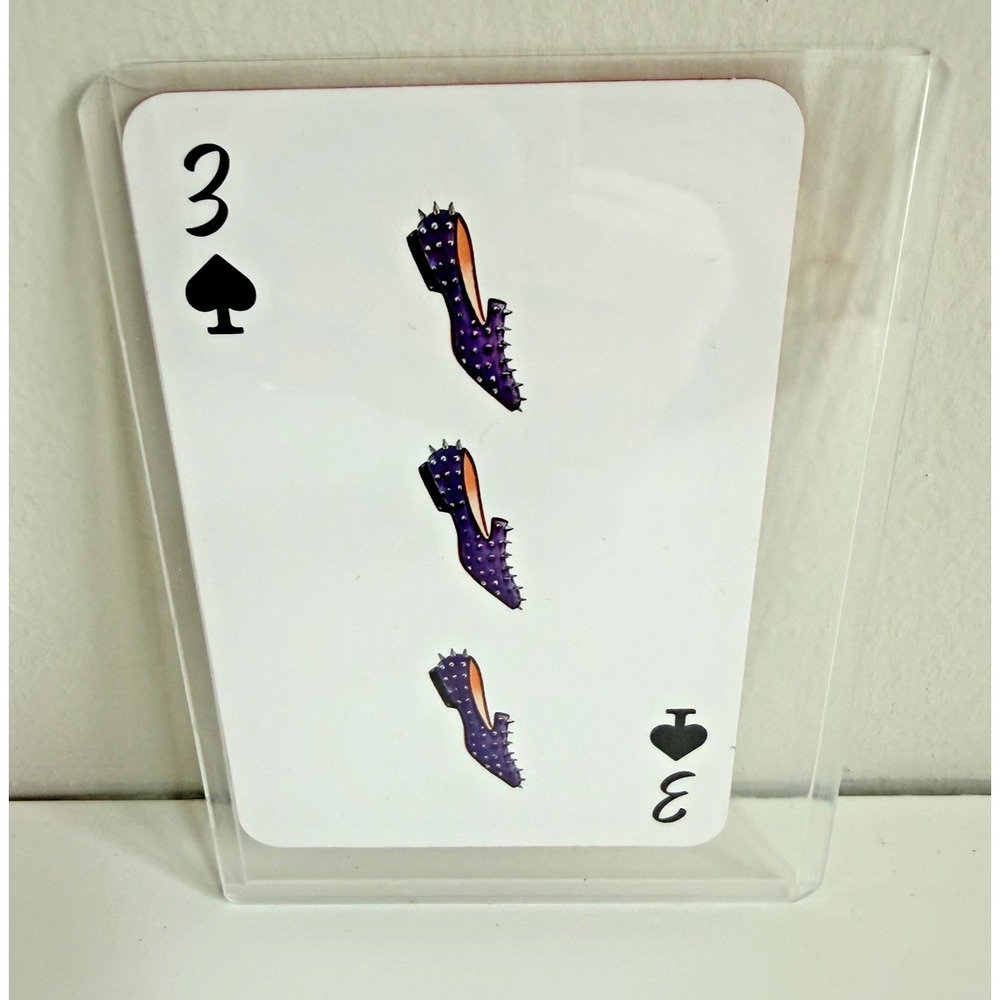 Christian Louboutin 3 of Spades Playing Card Red Heel Fashion Collectible Lux